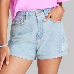 Wild Fable Super High-Rise Rolled Cuff Shorts Light Wash Size 10